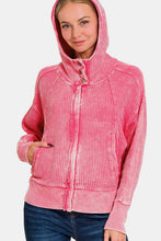 Load image into Gallery viewer, Zenana Washed Zip Up Hooded Jacket