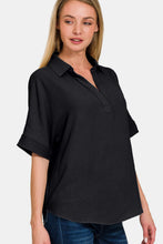 Load image into Gallery viewer, Zenana Full Size Texture Collared Neck Short Sleeve Top
