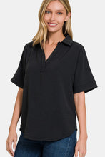 Load image into Gallery viewer, Zenana Full Size Texture Collared Neck Short Sleeve Top