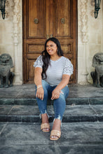 Load image into Gallery viewer, All In The Sleeves Striped Top in Navy/White