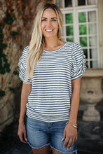 Load image into Gallery viewer, All In The Sleeves Striped Top in Navy/White