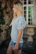 Load image into Gallery viewer, All In The Sleeves Striped Top in Navy/White