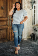 Load image into Gallery viewer, All In The Sleeves Striped Top in Navy/White