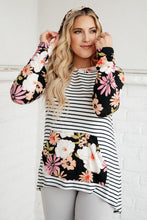 Load image into Gallery viewer, Blooming Stripes Hoodie in Coral