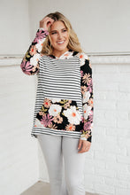 Load image into Gallery viewer, Blooming Stripes Hoodie in Coral