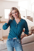 Load image into Gallery viewer, Waffle Love Thermal Top In Blue
