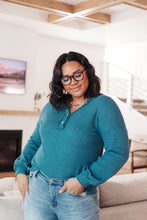 Load image into Gallery viewer, Waffle Love Thermal Top In Blue