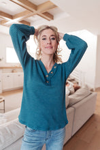 Load image into Gallery viewer, Waffle Love Thermal Top In Blue