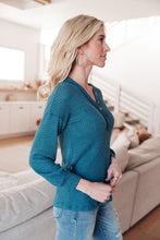 Load image into Gallery viewer, Waffle Love Thermal Top In Blue