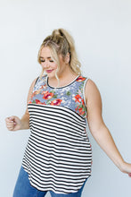 Load image into Gallery viewer, Tank Heavens Floral & Stripes Top