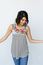 Load image into Gallery viewer, Tank Heavens Floral & Stripes Top