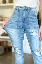 Load image into Gallery viewer, Judy Blue Full Size Distressed Straight Jeans with Patch Pockets