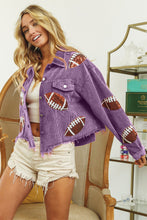 Load image into Gallery viewer, BiBi Football Sequin Embroidery Washed Corduroy Jacket