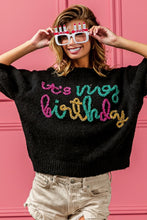 Load image into Gallery viewer, BiBi Metallic Letter Puff Sleeve Hairy Sweater