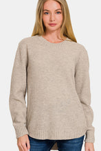 Load image into Gallery viewer, Zenana Ful Size Round Neck Long Sleeve Curved Hem Sweater