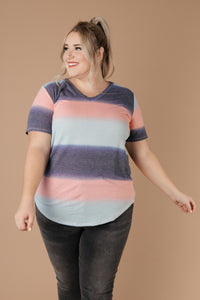 Blurred Stripes V-Neck