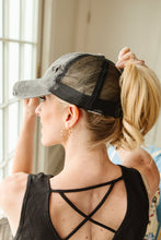 Load image into Gallery viewer, Criss Cross Ponytail Baseball Cap in Black