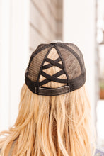 Load image into Gallery viewer, Criss Cross Ponytail Baseball Cap in Black