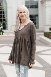 Giddy Up Babydoll Tee in Olive