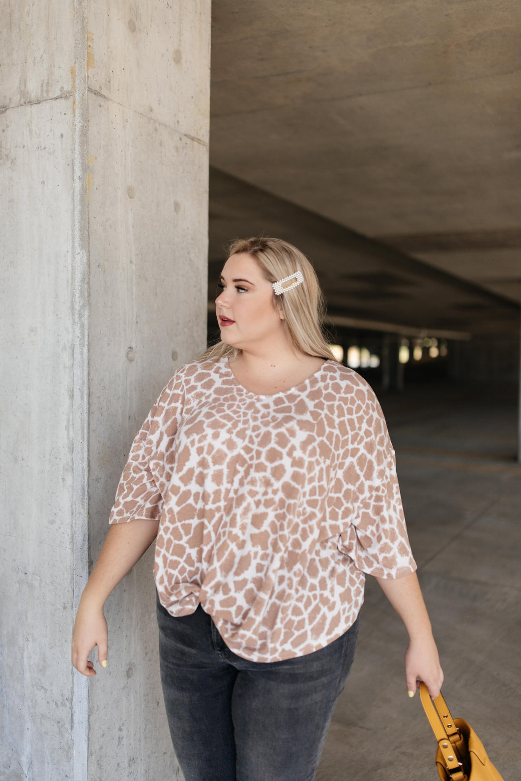 Giraffe Print Bell Sleeve Top