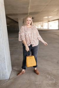 Giraffe Print Bell Sleeve Top