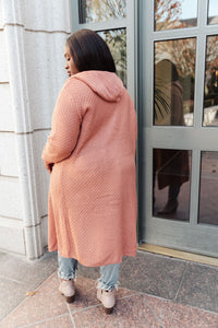 Hooded Cardigan In Red Sand