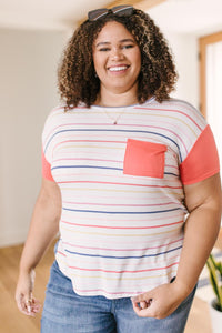 Coral & Stripes Top