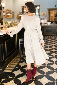 Simply Satin Dove Colored Dress