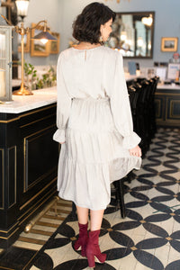 Simply Satin Dove Colored Dress