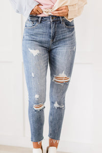 RISEN Melissa High Rise Distressed Skinny Jeans