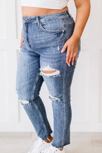 RISEN Melissa High Rise Distressed Skinny Jeans