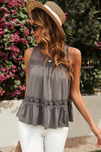 Load image into Gallery viewer, Lace Yoke Peplum Tank