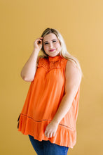 Load image into Gallery viewer, Victoria Lace Mock Neck Top In Orange